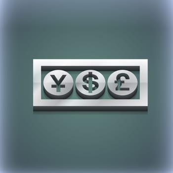 Cash currency icon symbol. 3D style. Trendy, modern design with space for your text illustration. Raster version