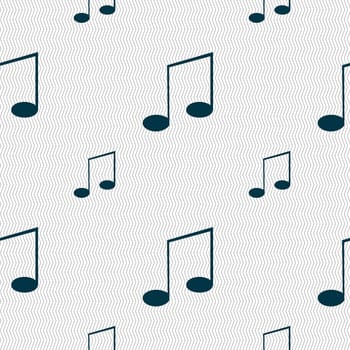 Music note sign icon. Musical symbol. Seamless pattern with geometric texture. illustration