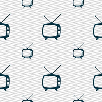 Retro TV mode sign icon. Television set symbol. Seamless pattern with geometric texture. illustration