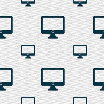 Computer widescreen monitor sign icon. Seamless pattern with geometric texture. illustration