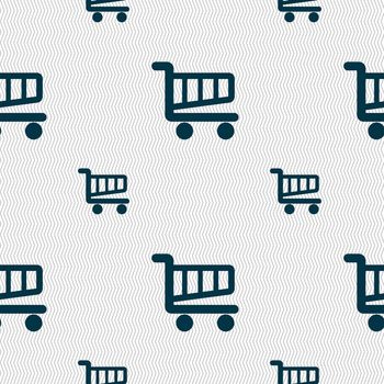 Shopping Cart sign icon. Online buying button. Seamless pattern with geometric texture. illustration