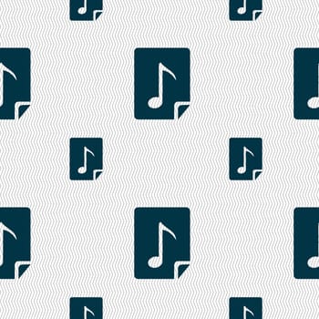 Audio, MP3 file icon sign. Seamless pattern with geometric texture. illustration