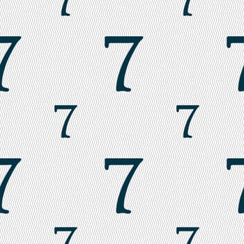 number seven icon sign. Seamless pattern with geometric texture. illustration