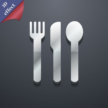 fork, knife, spoon icon symbol. 3D style. Trendy, modern design with space for your text illustration. Rastrized copy
