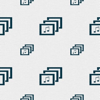 Mp3 music format sign icon. Musical symbol. Seamless pattern with geometric texture. illustration