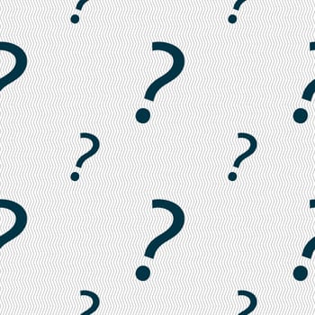 Question mark sign icon. Help symbol. FAQ sign. Seamless pattern with geometric texture. illustration