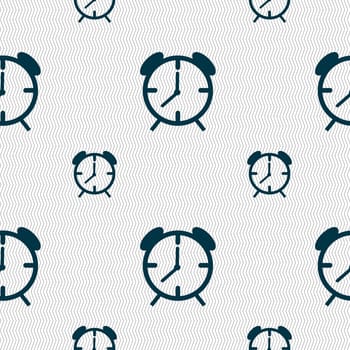 Alarm clock sign icon. Wake up alarm symbol. Seamless pattern with geometric texture. illustration