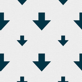 Download sign. Downloading flat icon. Load label. Seamless pattern with geometric texture. illustration