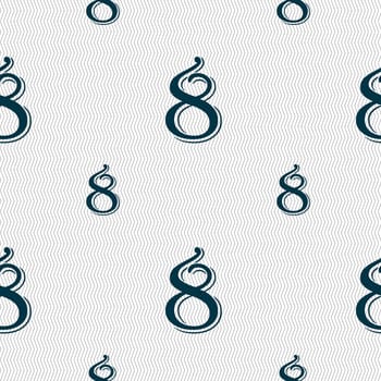 number Eight icon sign. Seamless pattern with geometric texture. illustration