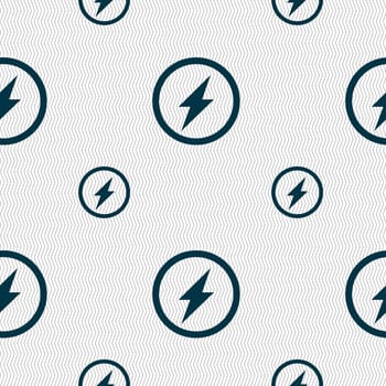 Photo flash sign icon. Lightning symbol. Seamless pattern with geometric texture. illustration