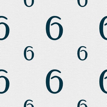 number six icon sign. Seamless pattern with geometric texture. illustration