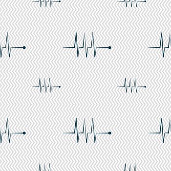 Cardiogram monitoring sign icon. Heart beats symbol. Seamless pattern with geometric texture. illustration