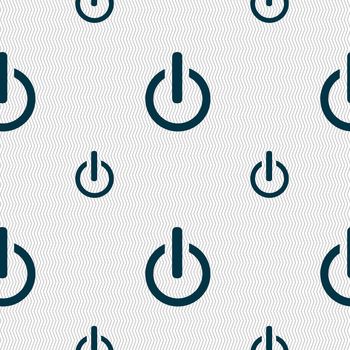 Power sign icon. Switch on symbol. Seamless pattern with geometric texture. illustration