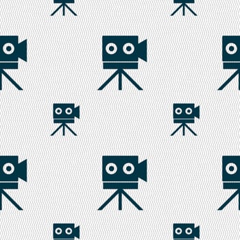Video camera sign icon.content button. Seamless pattern with geometric texture. illustration