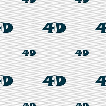 4D sign icon. 4D New technology symbol. Seamless pattern with geometric texture. illustration