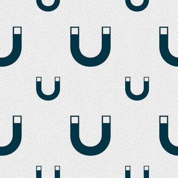 magnet sign icon. horseshoe it symbol. Repair sig. Seamless pattern with geometric texture. illustration