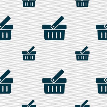 Shopping Cart sign icon. Online buying button. Seamless pattern with geometric texture. illustration