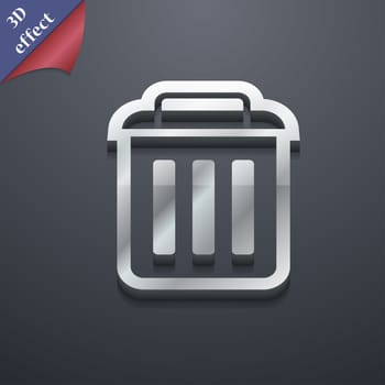 the trash icon symbol. 3D style. Trendy, modern design with space for your text illustration. Rastrized copy