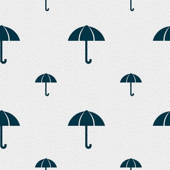 Umbrella sign icon. Rain protection symbol. Seamless pattern with geometric texture. illustration