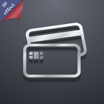 Credit card icon symbol. 3D style. Trendy, modern design with space for your text illustration. Rastrized copy