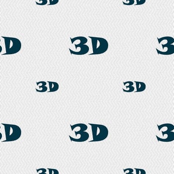 3D sign icon. 3D New technology symbol. Seamless pattern with geometric texture. illustration