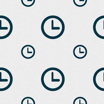 Clock sign icon. Mechanical clock symbol. Seamless pattern with geometric texture. illustration