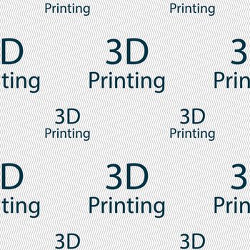 3D Print sign icon. 3d-Printing symbol. Seamless pattern with geometric texture. illustration