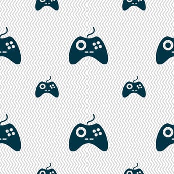 Joystick sign icon. Video game symbol. Seamless pattern with geometric texture. illustration