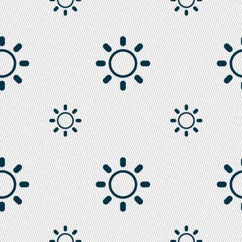 Brightness icon sign. Seamless pattern with geometric texture. illustration