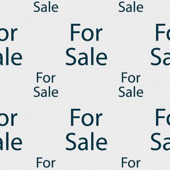 For sale sign icon. Real estate selling. Seamless pattern with geometric texture. illustration