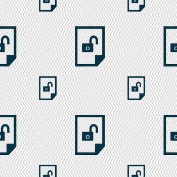 File unlocked icon sign. Seamless pattern with geometric texture. illustration