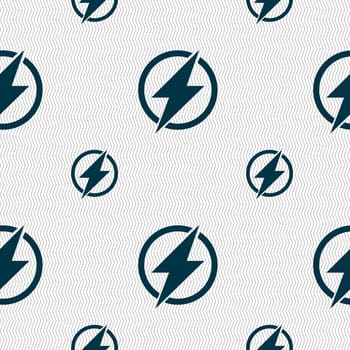 Photo flash sign icon. Lightning symbol. Seamless pattern with geometric texture. illustration