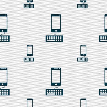 Computer keyboard and smatphone Icon. Seamless pattern with geometric texture. illustration