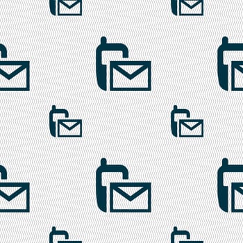 Mail icon. Envelope symbol. Message sms sign. Seamless pattern with geometric texture. illustration