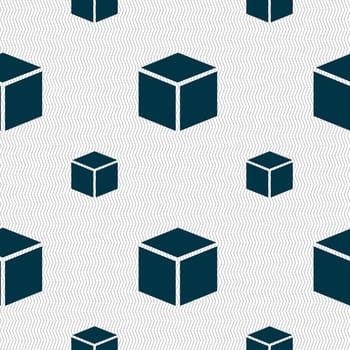 3d cube icon sign. Seamless pattern with geometric texture. illustration