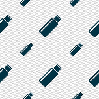 Usb sign icon. Usb flash drive stick symbol. Seamless pattern with geometric texture. illustration