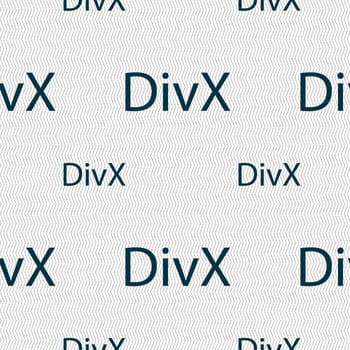 DivX video format sign icon. symbol. Seamless pattern with geometric texture. illustration