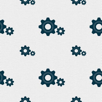 Cog settings sign icon. Cogwheel gear mechanism symbol. Seamless pattern with geometric texture. illustration