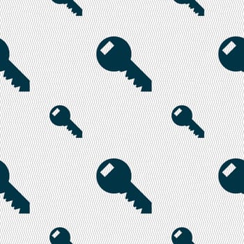 Key sign icon. Unlock tool symbol.. Seamless pattern with geometric texture. illustration