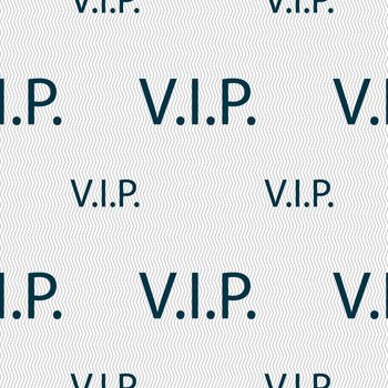 Vip sign icon. Membership symbol. Very important person. Seamless pattern with geometric texture. illustration