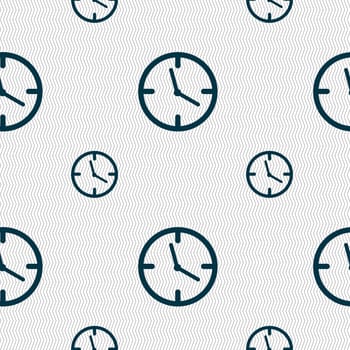 Clock time sign icon. Mechanical watch symbol. Seamless pattern with geometric texture. illustration