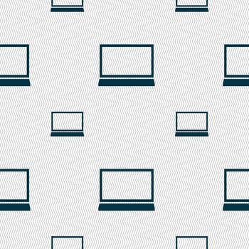 Laptop sign icon. Notebook pc symbol. Seamless pattern with geometric texture. illustration