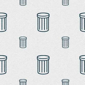 Recycle bin sign icon. Symbol. Seamless pattern with geometric texture. illustration