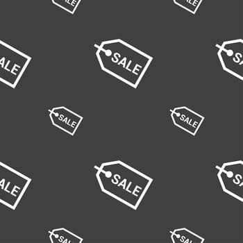 Sale icon sign. Seamless pattern on a gray background. illustration