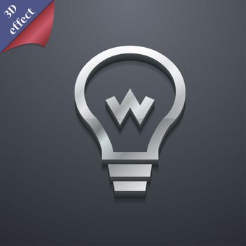 Light bulb icon symbol. 3D style. Trendy, modern design with space for your text illustration. Rastrized copy