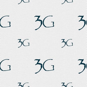 3G sign icon. Mobile telecommunications technology symbol. Seamless pattern with geometric texture. illustration