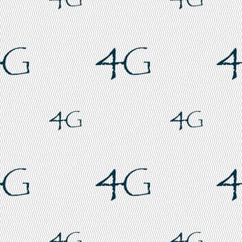 4G sign icon. Mobile telecommunications technology symbol. Seamless pattern with geometric texture. illustration