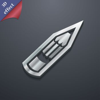 Pencil icon symbol. 3D style. Trendy, modern design with space for your text illustration. Rastrized copy