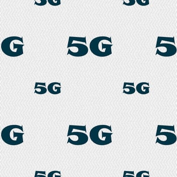 5G sign icon. Mobile telecommunications technology symbol. Seamless pattern with geometric texture. illustration