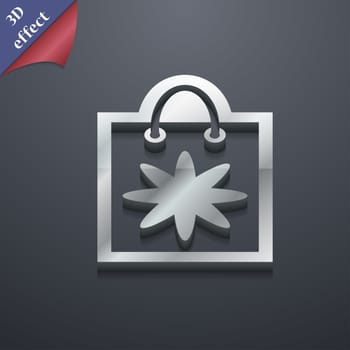 shopping bag icon symbol. 3D style. Trendy, modern design with space for your text illustration. Rastrized copy